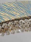 Blue Tiger Stripe LED Ring Ceiling Chandelier - Luxury Art Deco Brass Crystal Light by Ljojo