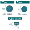 Ljojo 18/36 Piece Blue Ceramic Dinnerware Set Vertical Edge Reactive Glaze