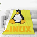 Ljojo Linux Tux Penguin Logo Fleece Throw Blanket for Programmer Geek Nerd Home Decor.