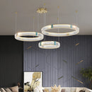 Ljojo Modern Lustre Crystal Led Chandelier Dimmable Pendant Lamp for Living Dining Bedroom