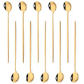 Ljojo Long Handle Mirror Ice Spoon Set - 10Pcs Stainless Steel Flatware & Bar Tools