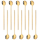 Ljojo Long Handle Mirror Ice Spoon Set - 10Pcs Stainless Steel Flatware & Bar Tools