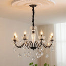 Black Crystal Chandelier Pendant Light - Elegant French Living Room Lamp by Ljojo