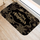 Ljojo Merry & Happy Year Door Mat: Golden Black Letter Print, Non-Slip Floor