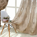 Ljojo Light Brown Floral Jacquard Curtain, European Style for Living Room, Home Balcony.