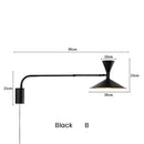 Ljojo Marseille Wall Lamp: Modern White Black Metal Swing Arm Sconce for Living Room & Bedroom