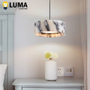 Italian Luxury Design Calacatta Marble Pendant Lamp Round Black White Stone Hanging Light Ljojo