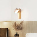 Ljojo LED Wall Light Mirror Stone Wood Wall Art Decor Bedroom Lamp