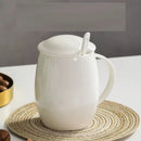 Ljojo 400ML Ceramic Bone  Cute Cup with Lid, Porcelain Sublimated Morning Mugs