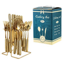 Ljojo 24-Piece Stainless Steel Hammer Pattern Cutlery Set
