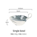 Ljojo Marble Pattern Ceramic Bowl with Handle, Set of 4