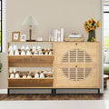 Ljojo™ Farmhouse Shoe Cabinet with Flip Drawers, Slim Shoe Storage Organizer