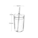 Ljojo 450ML Clear Glass Iced Coffee Cup with Lid and Straw, Stylish Transparent Drinkware