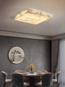Ljojo Marble Square Round LED Ceiling Light Chandelier for Living Room Bedroom
