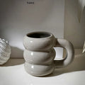 Ljojo 14oz Ceramic Coffee Mug Wavy Style Large Capacity Nordic Creative Cute Cup