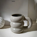 Ljojo 14oz Ceramic Coffee Mug Wavy Style Large Capacity Nordic Creative Cute Cup