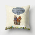 Fox and Bird Polyester Pillowcase by Ljojo: Cartoon Landscape Cushion Cover for Sofa