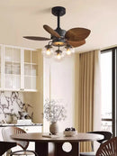 Ljojo Modern Scandinavian LED Blade Ceiling Fan Light with Remote Control for Living Dining Kitchen