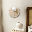 Ljojo LED Indoor Wall Sconce Yellow Travertine Glass Ball Luxury Bedroom Lamp