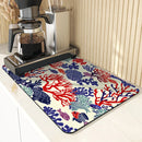 Ljojo Marine Coral Diatoms Absorbent Non-slip Kitchen Drain Mat