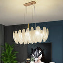 Ljojo Modern Luxury Gold Feather Glass Chandelier Pendant Light for Living Room Bedroom