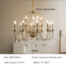 Copper Crystal Chandelier Retro Luxury Style Gold Candle Lamp Pendant Light for Living Room by Ljojo