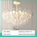 French Medieval Style Pendant Light for Luxurious Dining Room by Ljojo, Creamy Shell Crystal Bedroom Lamp
