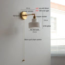 Ljojo Milky White Glass LED Wall Light Sconce Rotate Pull Chain Switch