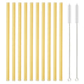 Ljojo 12Pcs Glass Straw Set: Reusable Straws 8'' Long with Cleaning Brush