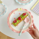 Ljojo Mini Pink Cutlery Set with Dessert & Fruit Plates & Bow-Shaped Meal Plate
