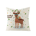 Ljojo Lovely Animals Linen Cushion Cover - Cute Bear Fox Deer Print