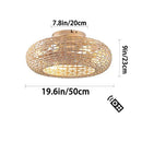 Bamboo Circle LED Ceiling Fans Light Chandelier with Lamps - Modern Luxury for Living Room by Ljojo