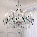 Ljojo Blue Crystal Chandelier Pendant Light - Luxury Glass Bedroom Decor Spiral Fixtures
