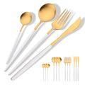 Ljojo 16-Piece Red Gold Matte Stainless Steel Cutlery Set