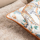 Ljojo Leopard Printed Velvet Cushion Cover 45x45cm Burnt Orange Knot Home Decor