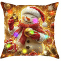 Ljojo LED Christmas Pillowcase with Santa & Snowman Garland Pattern