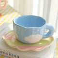 Ceramic Coffee Mug Set Creative Hand-painted Tea Cup with Saucer by Ljojo
