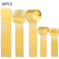 Ljojo 30-Piece Matte Stainless Steel Gold Dinnerware Set