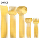 Ljojo 30-Piece Matte Stainless Steel Gold Dinnerware Set