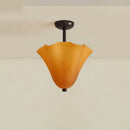 French Glass Hanging Lamp with Polka Dot Lampshade | Retro Ceiling Pendant Light by Ljojo