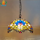 12-inch American-style Embankment Flower Chandelier: Tiffany Glass Lighting by Ljojo for Milk Tea Shop & Coffee Restaurant