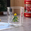 Ljojo 3D Christmas Theme Glass Mug Cup - 300ml - Creative Gift for Girls, Kids, Lovers