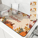 Autumn Harvest Maple Leaves Kitchen Drying Mat by Ljojo