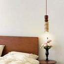 Ljojo LED Hanging Lamp: Japanese Style Yellow Travertine Pendant Lights for Home Decor