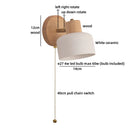 Ljojo LED Wall Light Fixture Ceramic Wood Interior Lighting Bedside Lamp