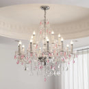 French Romantic Crystal Chandelier Pink E14 Pendant Light for Living Room by Ljojo