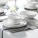Ljojo 24/48-Piece Black Rim Porcelain Dinnerware Set for 6/12 - Plates/Bowls Service