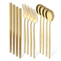 Ljojo 12-Piece Luxury Korean Tableware Set - Stainless Steel Cutlery Fork Spoon Chopsticks