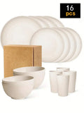 Ljojo 24-Piece Reusable Plastic Tableware Set for Family Picnics and School