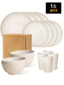 Ljojo 24-Piece Reusable Plastic Tableware Set for Family Picnics and School